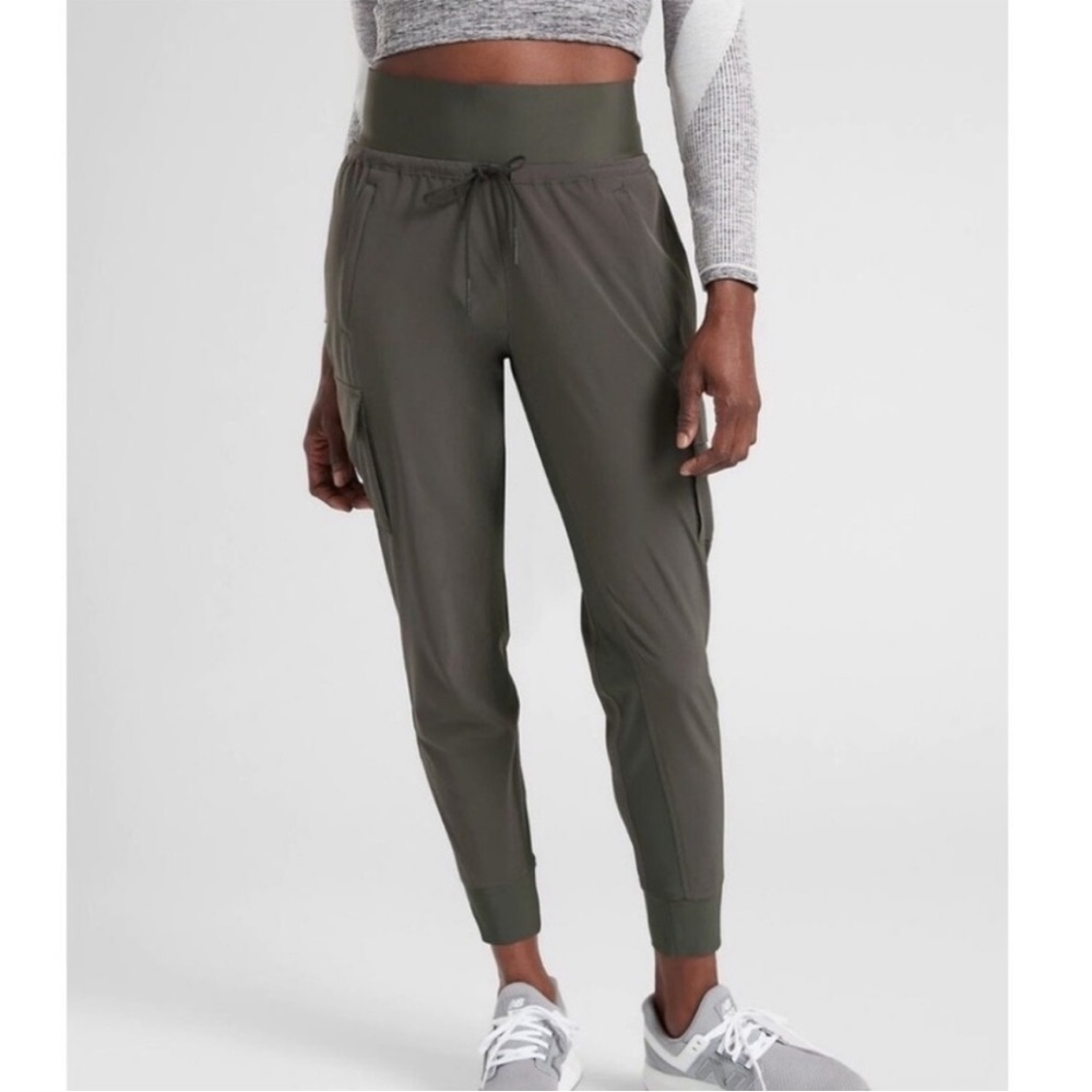 Athleta Sutton High Rise Cargo Joggers Casual Athleisure 27in Arbor Olive 2